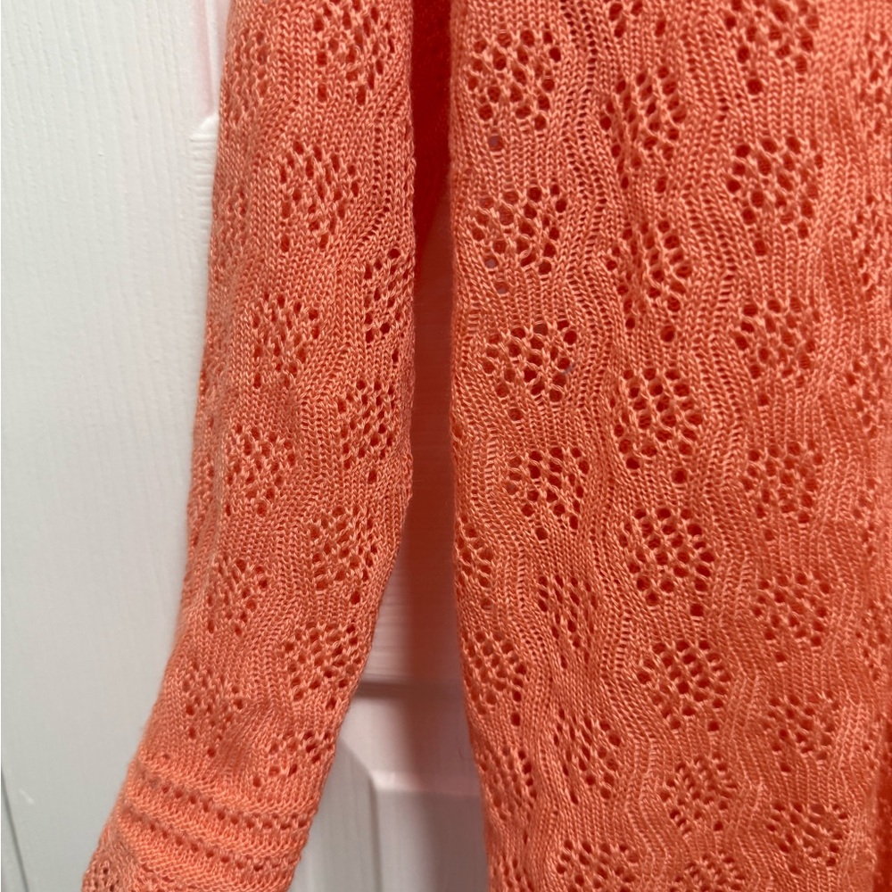 Chic Open-Front Coral Cardigan - Picture 3 of 6